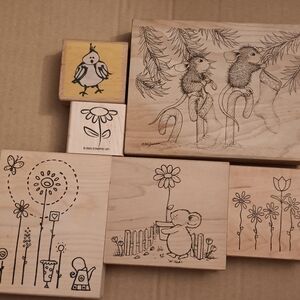 Wooden Stamps with Animal and Floral Designs